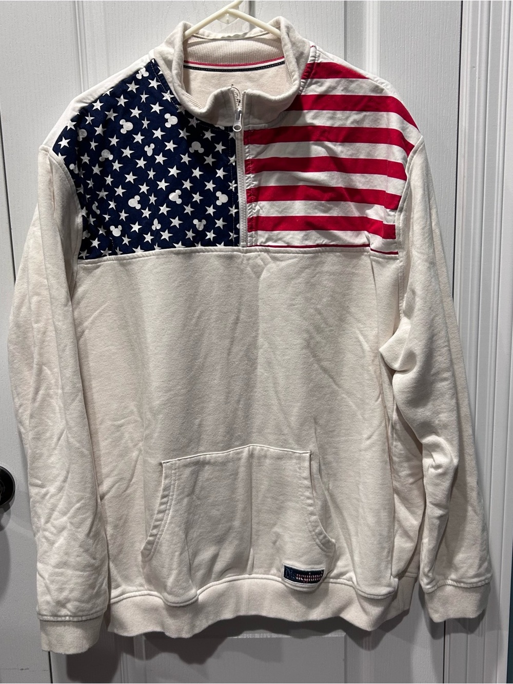 Disney USA America Disneyland 1/4 Zip Front Pocket Long Sleeve Pull Over XXL